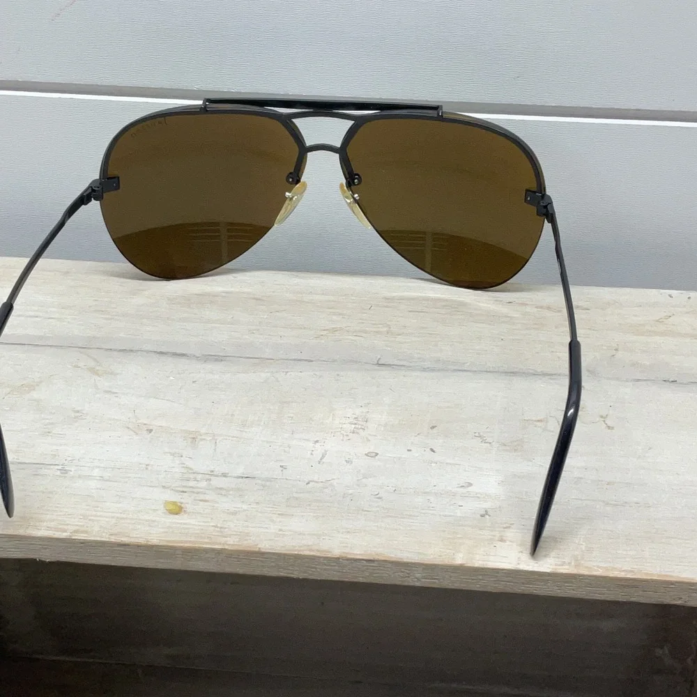 Jantzen Vintage Aviator Sunglasses Black Metal Frame Yellow Green Mirrored Lens